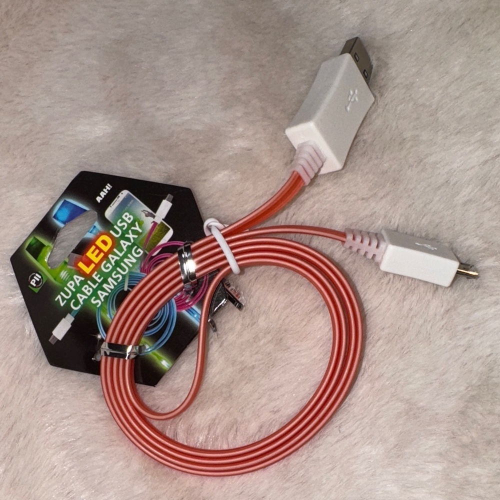White and Red USB Cable for Samsung